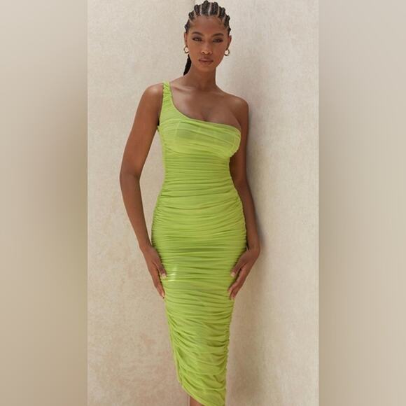 House of CB Lime Asymmetrical Dress - Picture 3 of 15